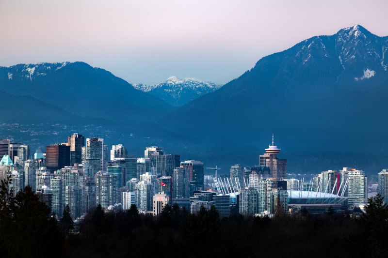 Downtown view of North Shore Mountains